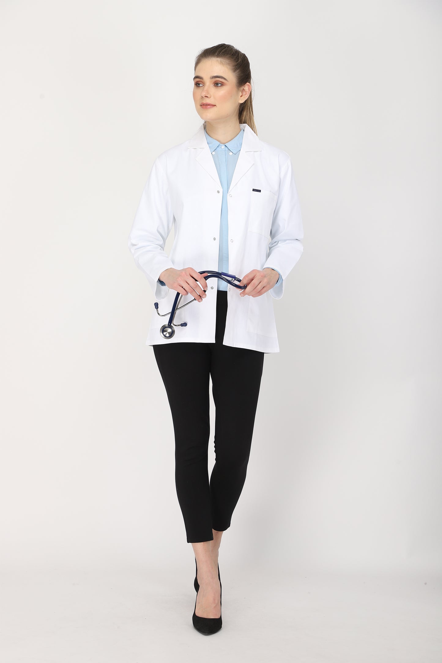 Women's Lab Coat Apron (Snap Closure) Full Sleeve - Length 28"