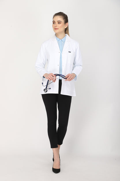 Women's Lab Coat Apron (Snap Closure) Full Sleeve - Length 28"