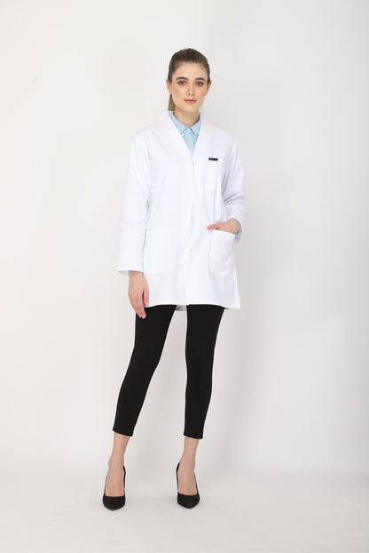 Women's Lab Coat Apron (Snap Closure) Full Sleeve - Length 32"