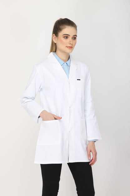 Women's Lab Coat Apron (Snap Closure) Full Sleeve - Length 32"