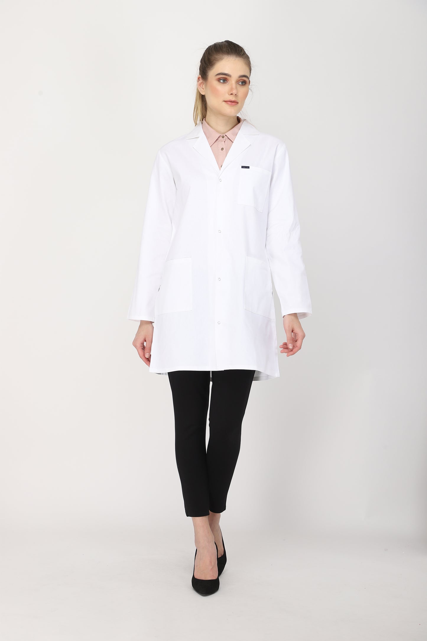 Women's Lab Coat Apron (Snap Closure) Full Sleeve - Length 35"