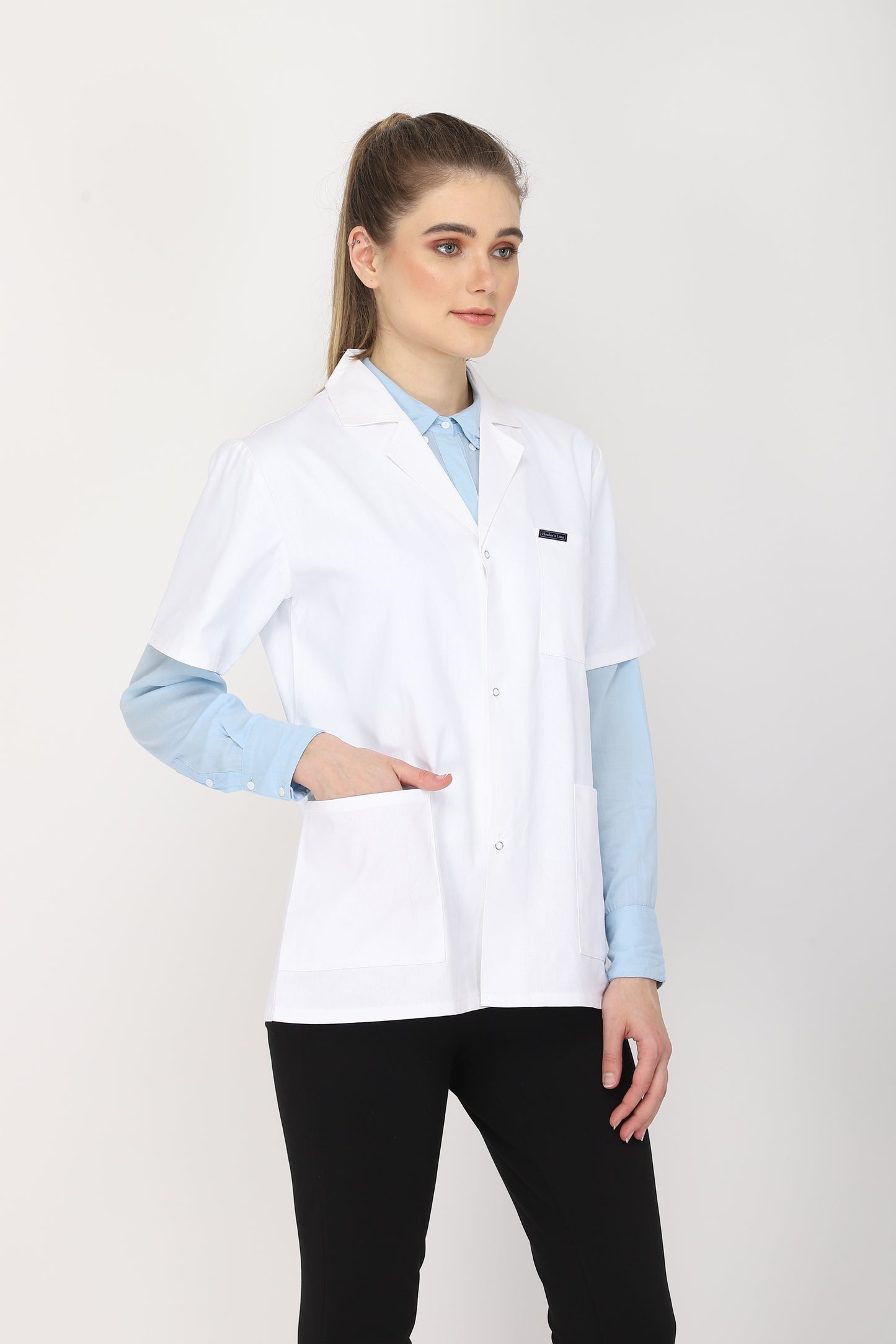 Women's Lab Coat Apron (Snap Closure) Half Sleeve - Length 28"