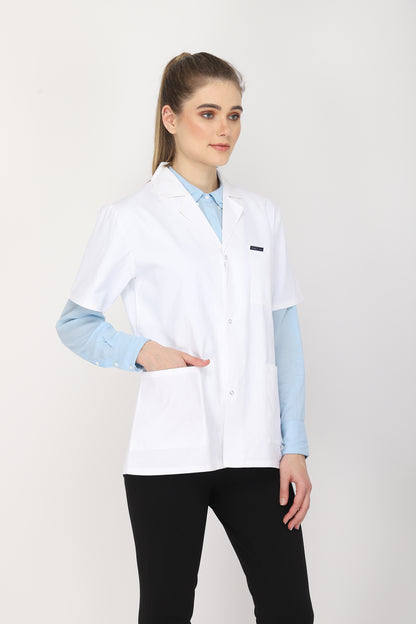 Women's Lab Coat Apron (Snap Closure) Half Sleeve - Length 28"