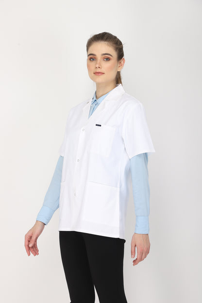 Women's Lab Coat Apron (Snap Closure) Half Sleeve - Length 28"