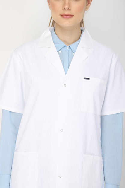 Women's Lab Coat Apron (Snap Closure) Half Sleeve - Length 32"