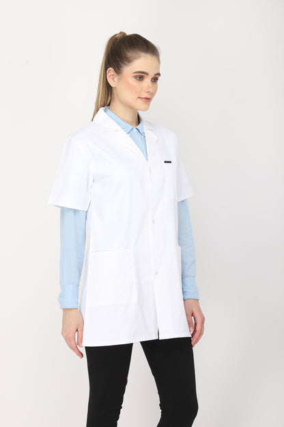 Women's Lab Coat Apron (Snap Closure) Half Sleeve - Length 32"