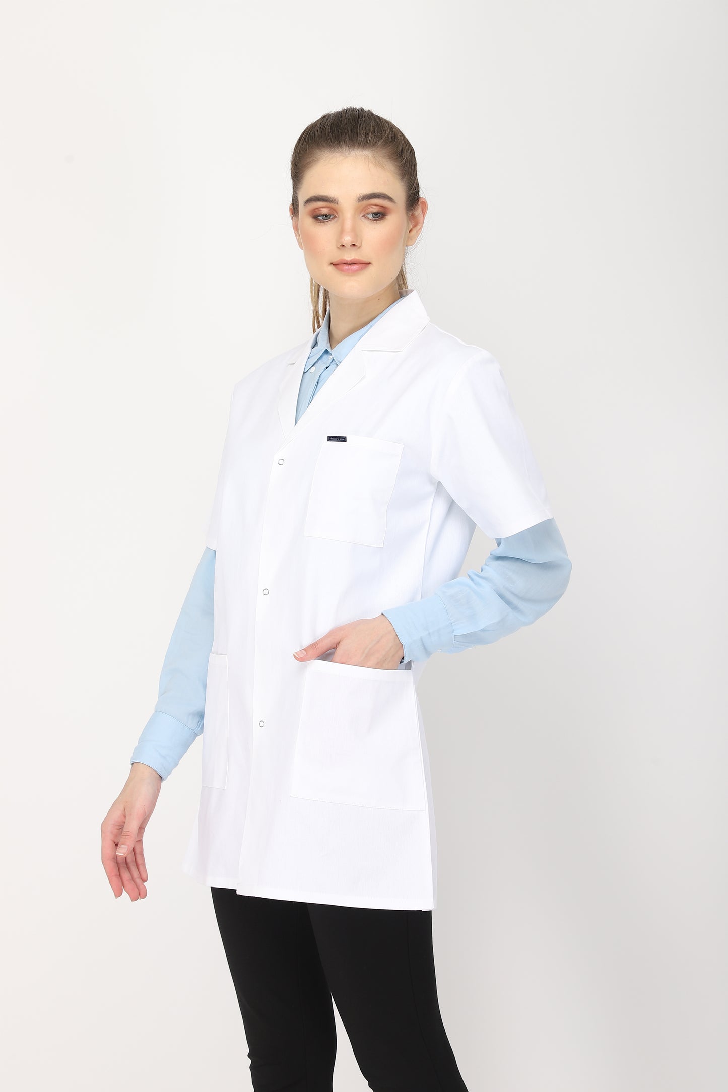 Women's Lab Coat Apron (Snap Closure) Half Sleeve - Length 32"