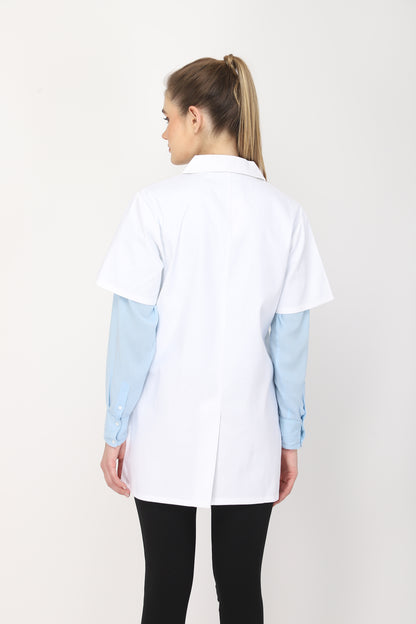 Women's Lab Coat Apron (Snap Closure) Half Sleeve - Length 32"