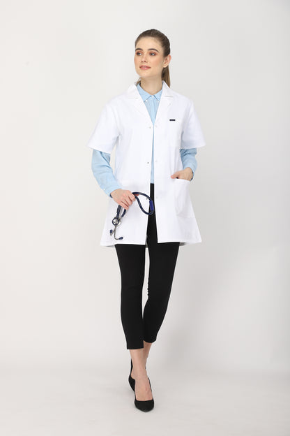 Women's Lab Coat Apron (Snap Closure) Half Sleeve - Length 32"