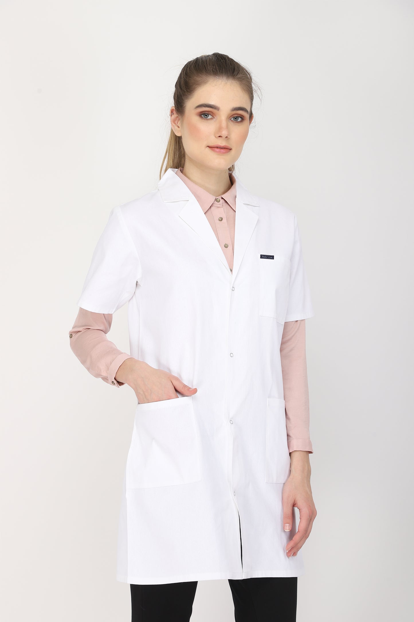 Women's Lab Coat Apron (Snap Closure) Half Sleeve - Length 35"