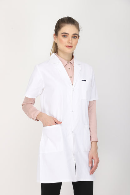 Women's Lab Coat Apron (Snap Closure) Half Sleeve - Length 35"