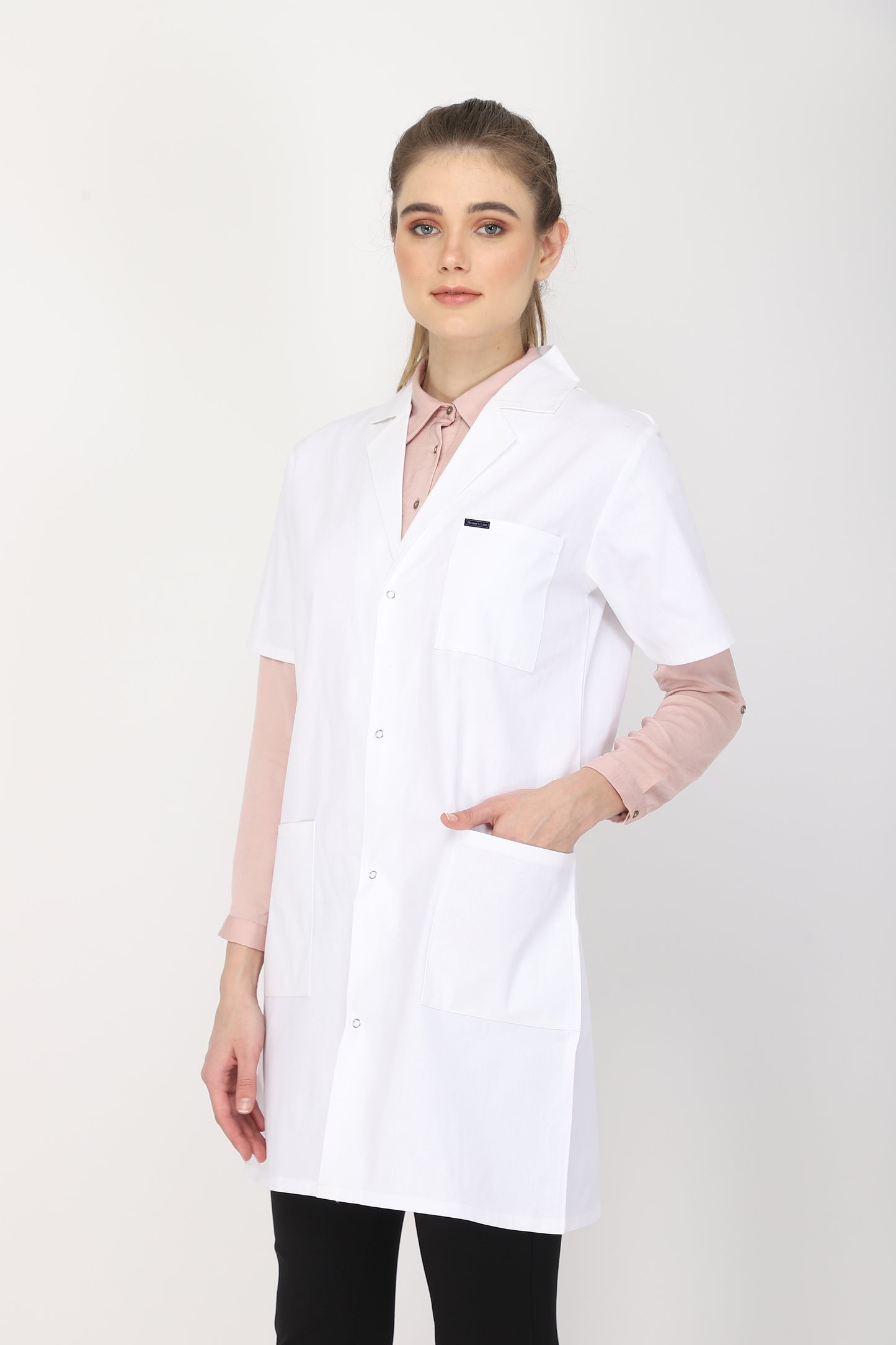 Women's Lab Coat Apron (Snap Closure) Half Sleeve - Length 35"