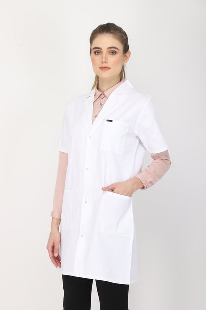 Women's Lab Coat Apron (Snap Closure) Half Sleeve - Length 35"