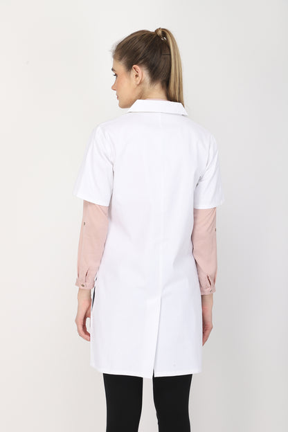 Women's Lab Coat Apron (Snap Closure) Half Sleeve - Length 35"