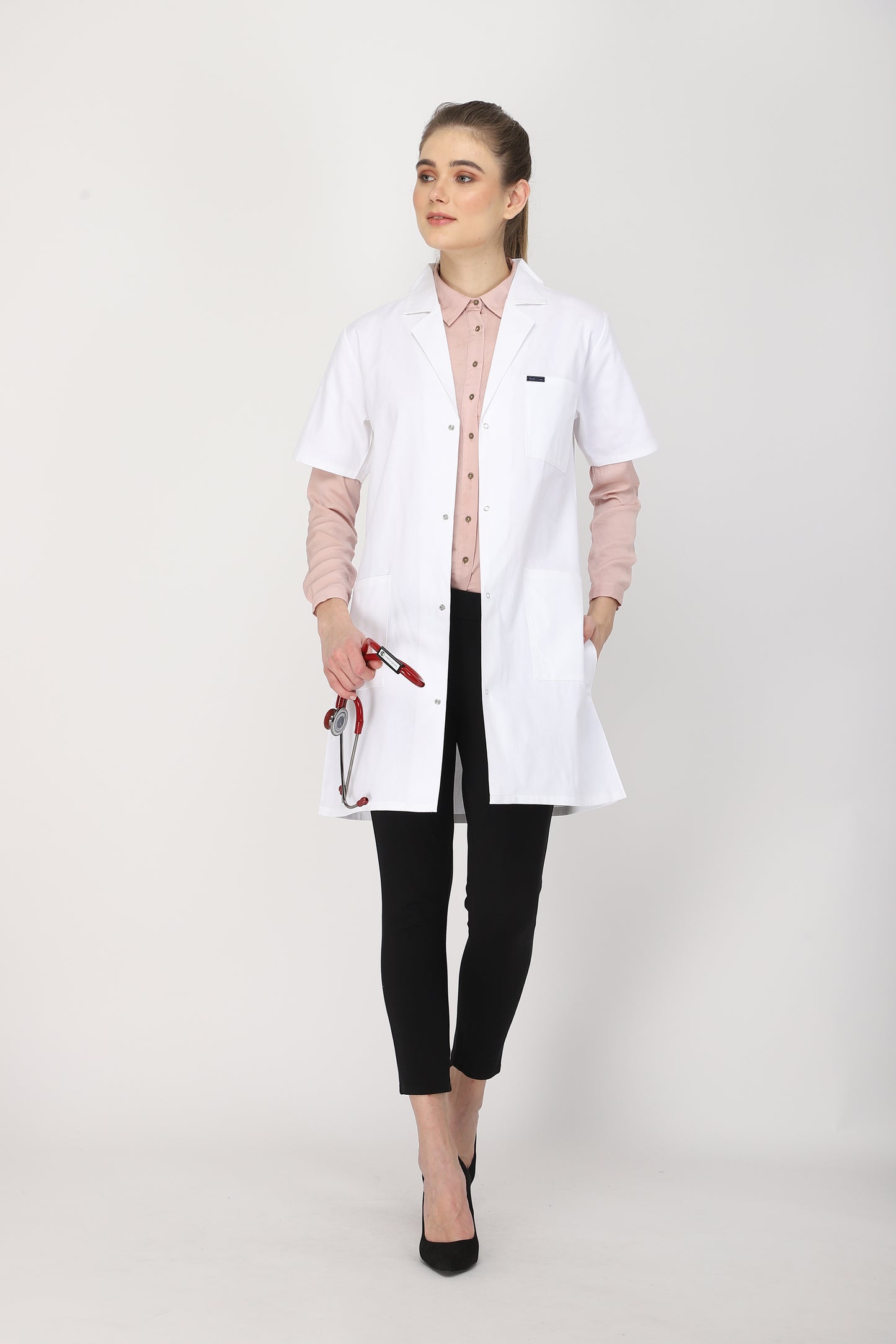 Women's Lab Coat Apron (Snap Closure) Half Sleeve - Length 35"