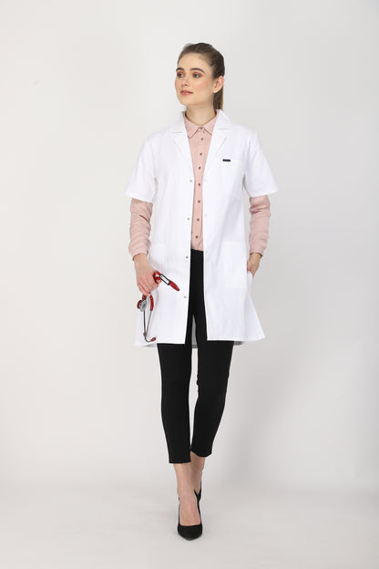 Women's Lab Coat Apron (Snap Closure) Half Sleeve - Length 35"