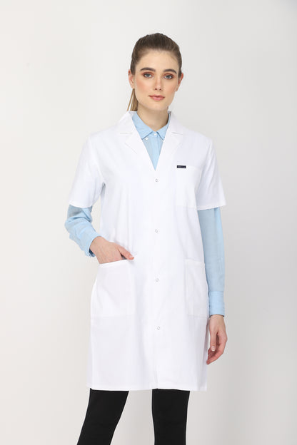 Women's Lab Coat Apron (Snap Closure) Half Sleeve - Length 37"