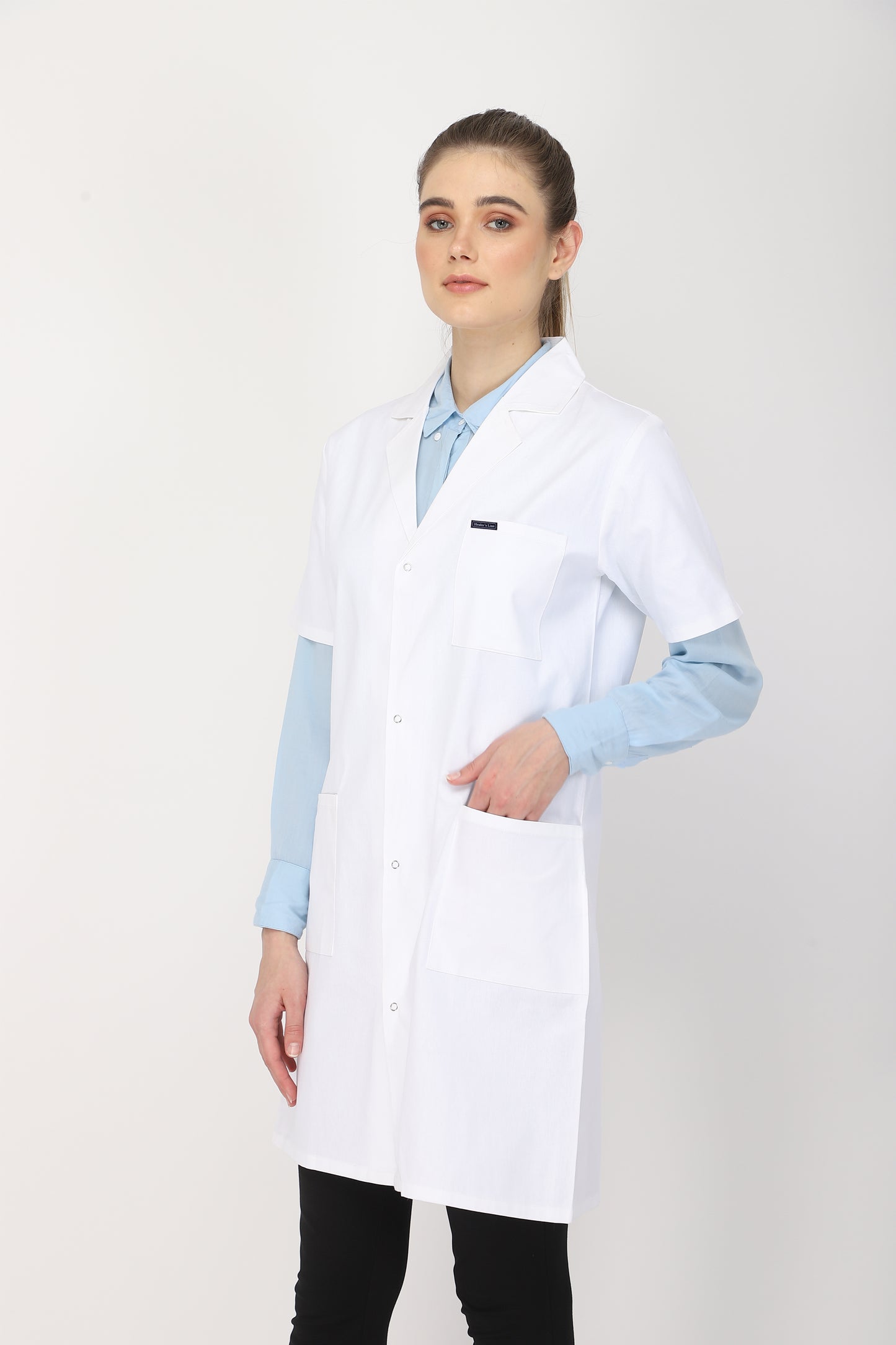 Women's Lab Coat Apron (Snap Closure) Half Sleeve - Length 37"