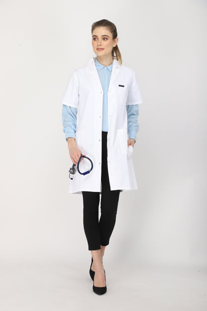Women's Lab Coat Apron (Snap Closure) Half Sleeve - Length 37"