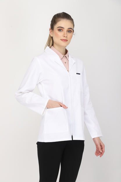 Women's Lab Coat Apron (Zipper Closure) Full Sleeve - Length 28"