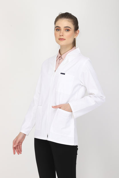 Women's Lab Coat Apron (Zipper Closure) Full Sleeve - Length 28"