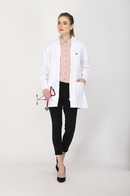 Women's Lab Coat Apron (Zipper Closure) Full Sleeve - Length 32"