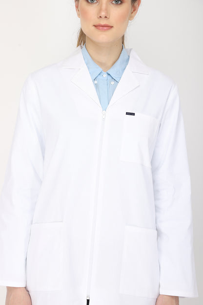 Women's Lab Coat Apron (Zipper Closure) Full Sleeve - Length 35"