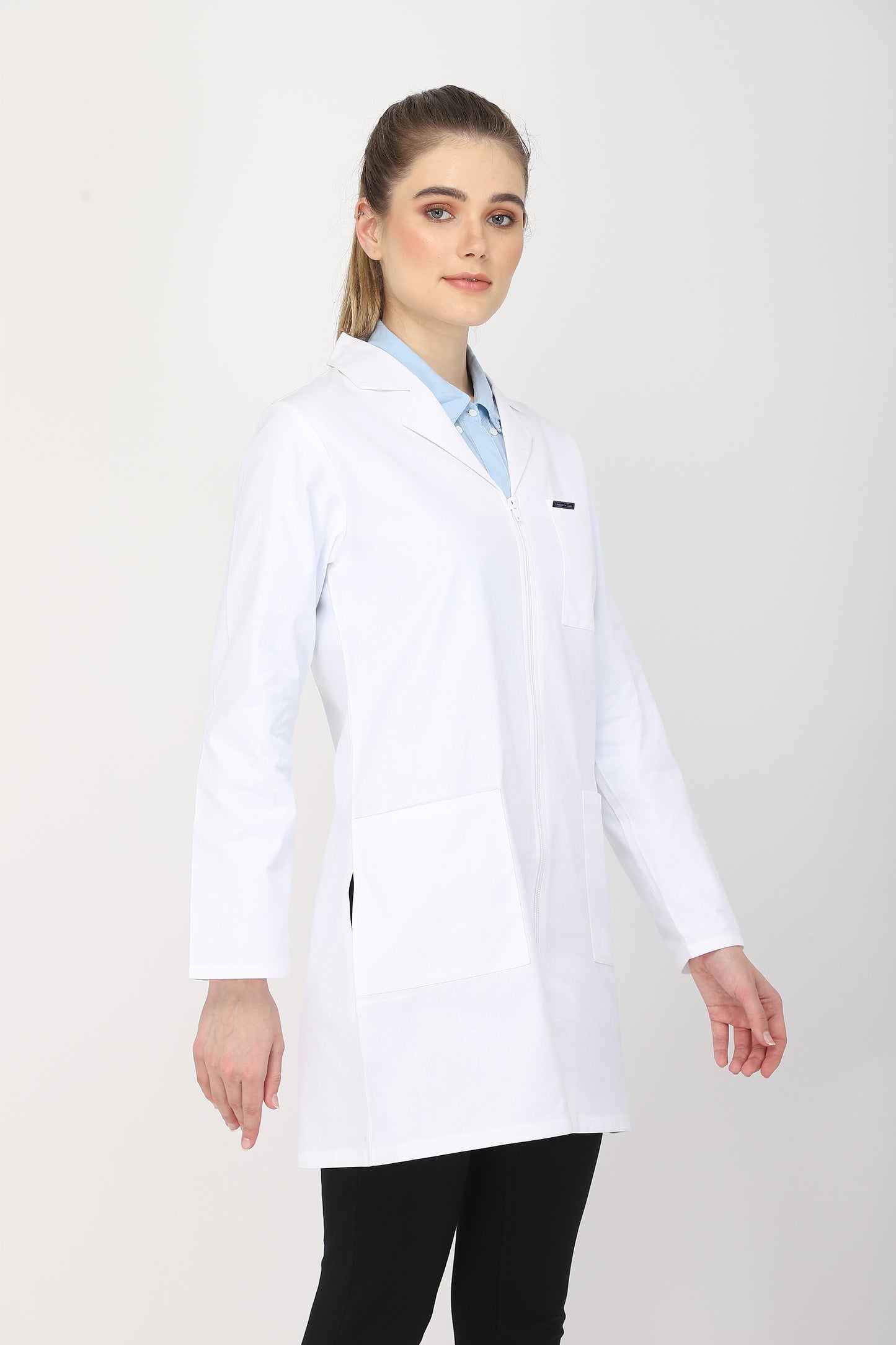Women's Lab Coat Apron (Zipper Closure) Full Sleeve - Length 35"