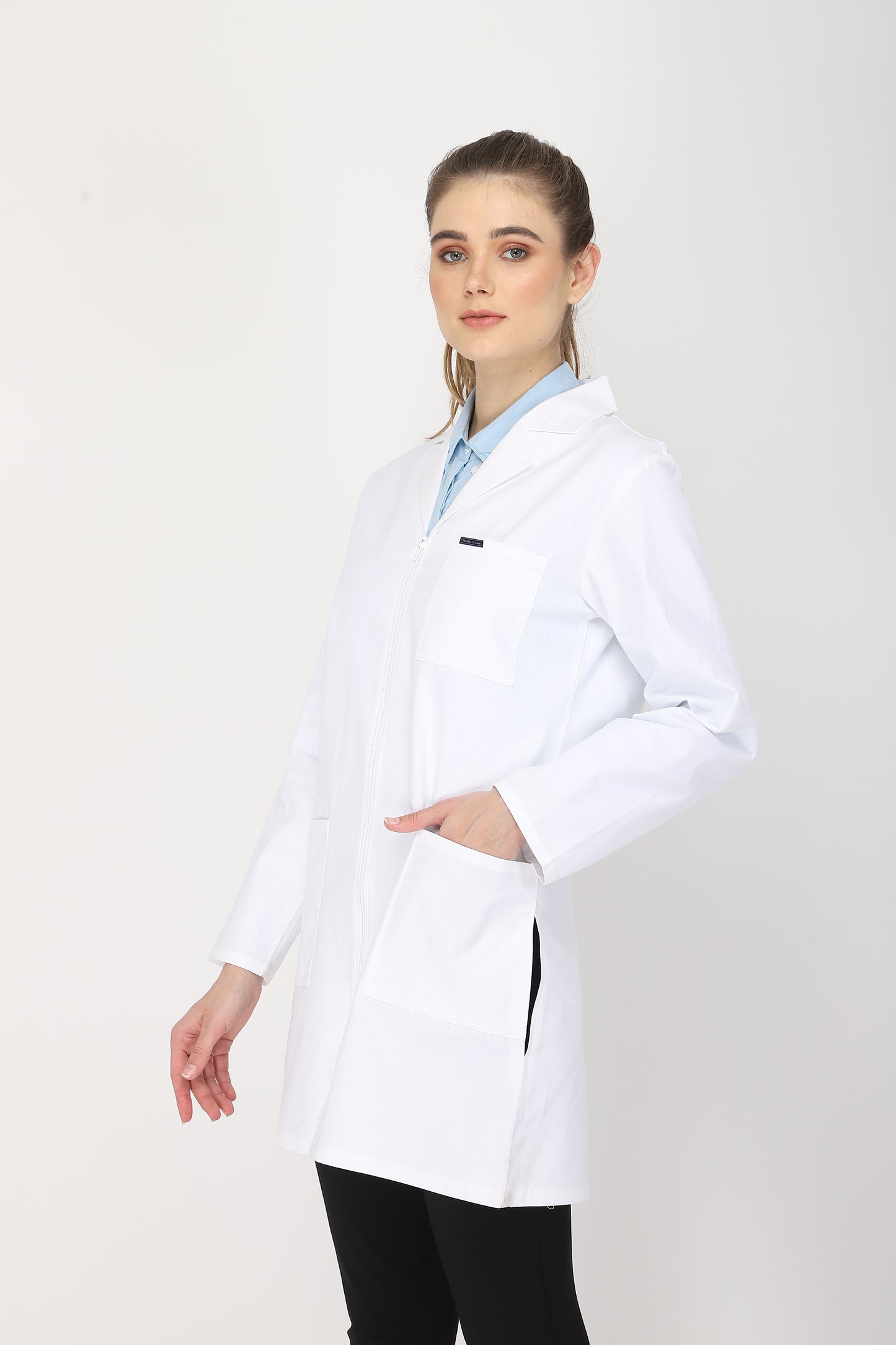 Women's Lab Coat Apron (Zipper Closure) Full Sleeve - Length 35"