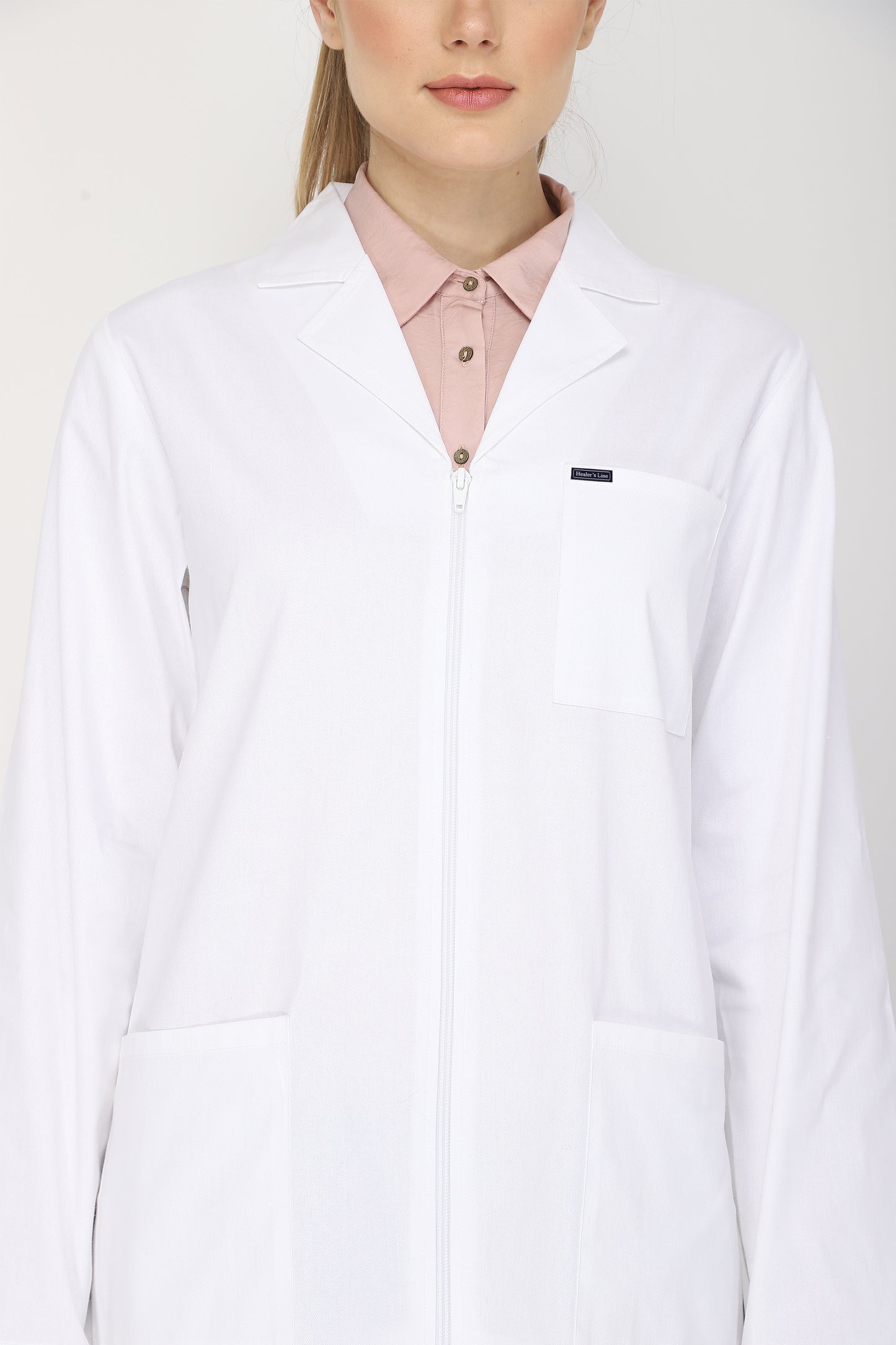 Women's Lab Coat Apron (Zipper Closure) Full Sleeve - Length 37"