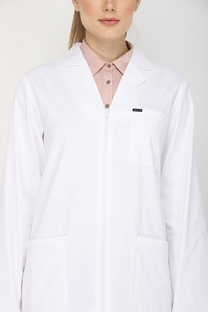 Women's Lab Coat Apron (Zipper Closure) Full Sleeve - Length 37"