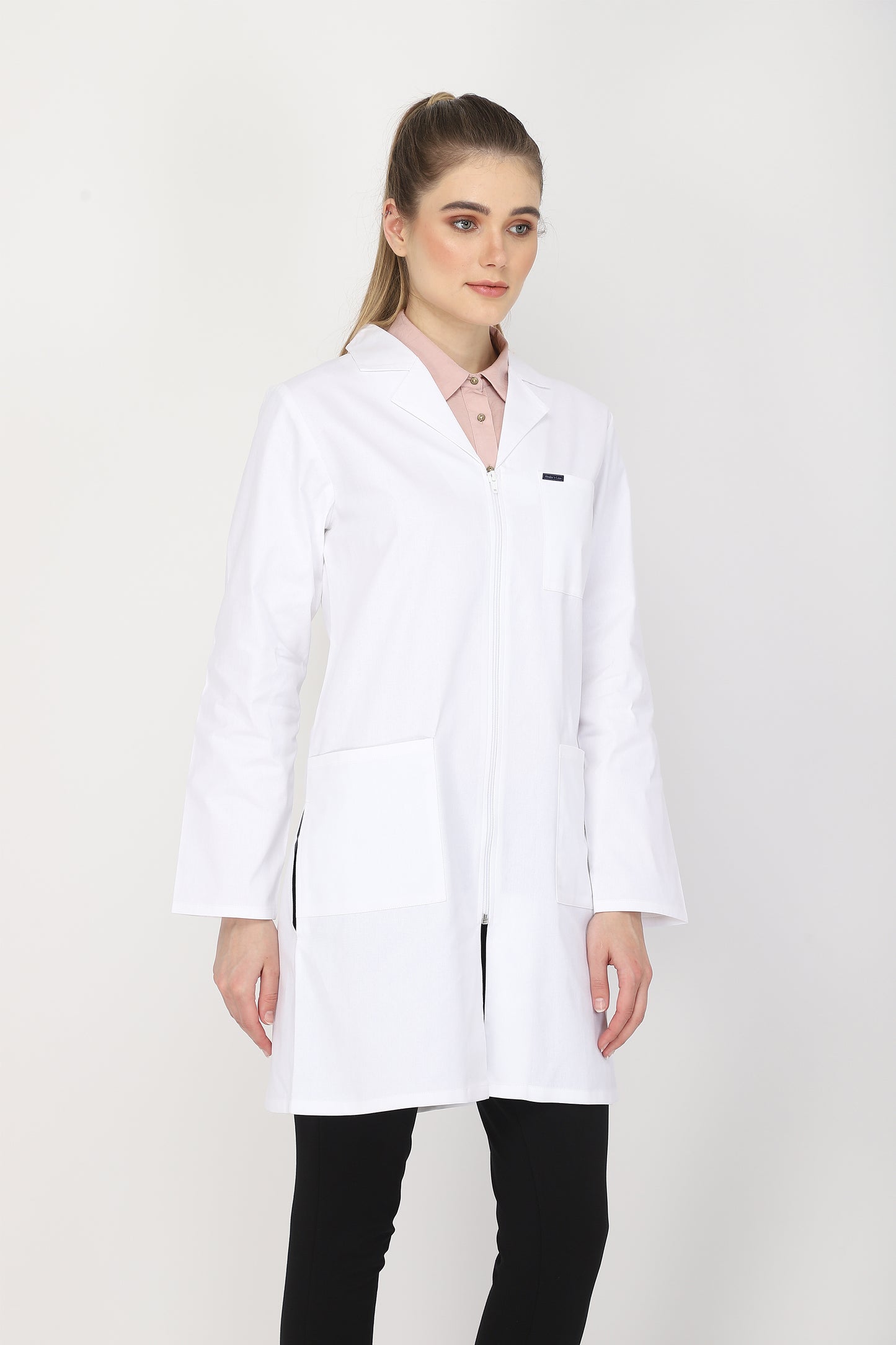 Women's Lab Coat Apron (Zipper Closure) Full Sleeve - Length 37"