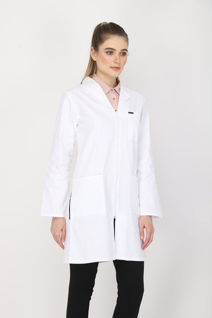 Women's Lab Coat Apron (Zipper Closure) Full Sleeve - Length 37"