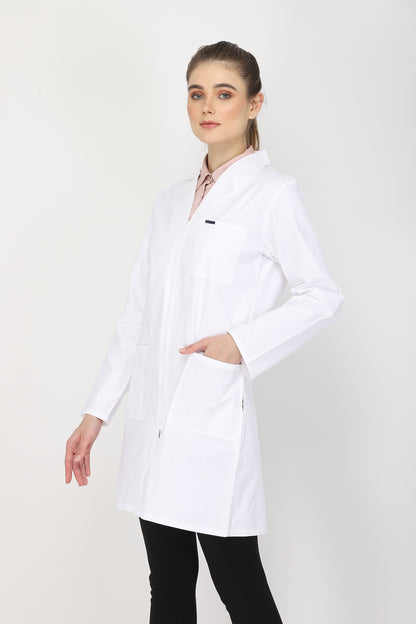 Women's Lab Coat Apron (Zipper Closure) Full Sleeve - Length 37"