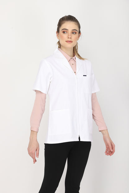 Women's Lab Coat Apron (Zipper Closure) Half Sleeve - Length 28"