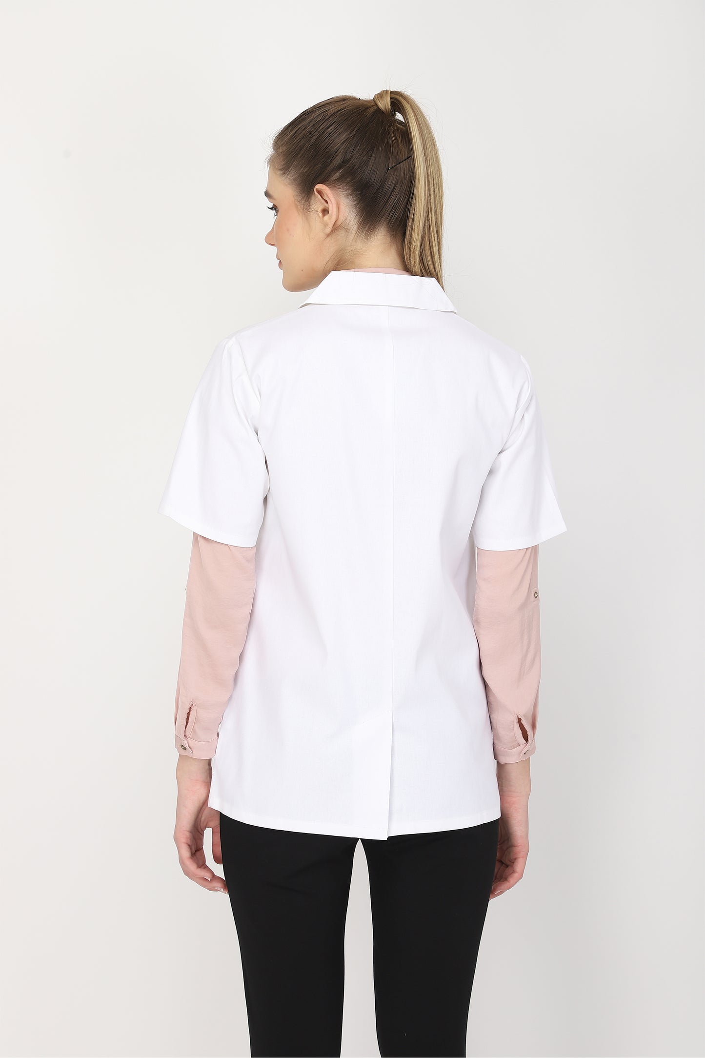Women's Lab Coat Apron (Zipper Closure) Half Sleeve - Length 28"