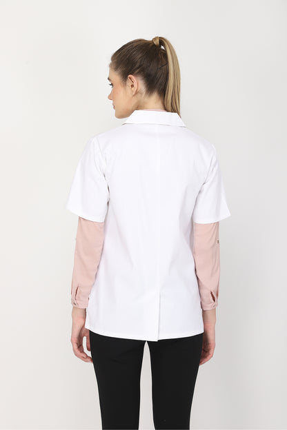 Women's Lab Coat Apron (Zipper Closure) Half Sleeve - Length 28"