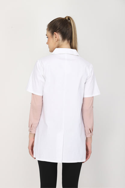 Women's Lab Coat Apron (Zipper Closure) Half Sleeve - Length 32"
