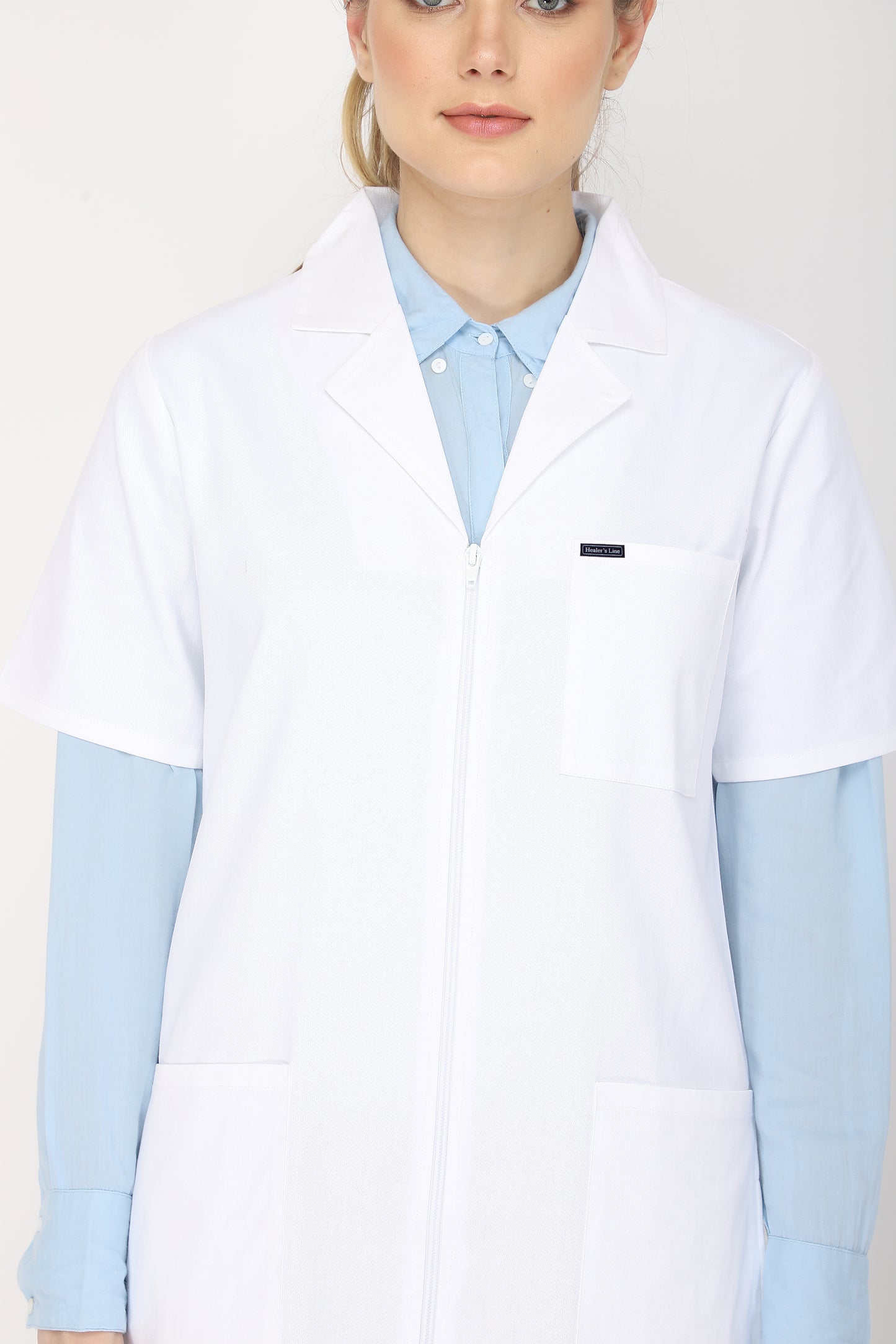 Women's Lab Coat Apron (Zipper Closure) Half Sleeve - Length 35"