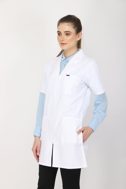 Women's Lab Coat Apron (Zipper Closure) Half Sleeve - Length 35"