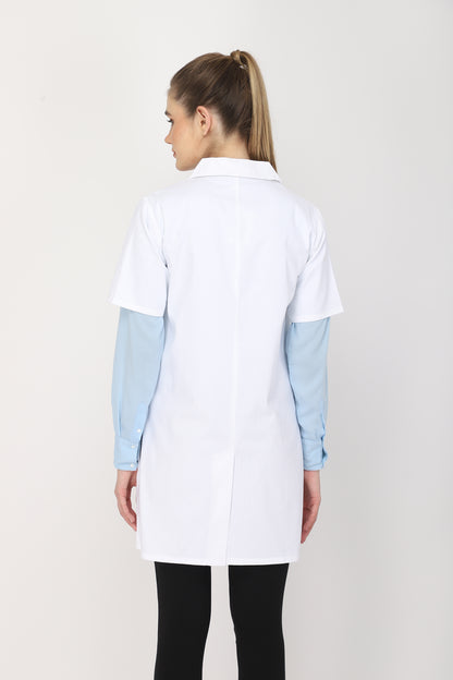 Women's Lab Coat Apron (Zipper Closure) Half Sleeve - Length 35"