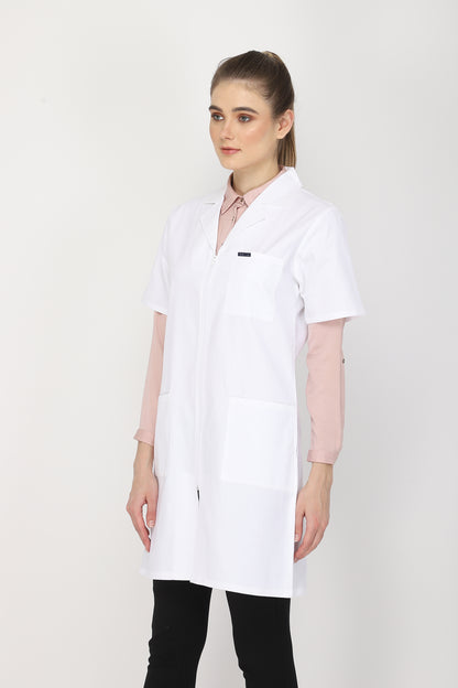 Women's Lab Coat Apron (Zipper Closure) Half Sleeve - Length 37"