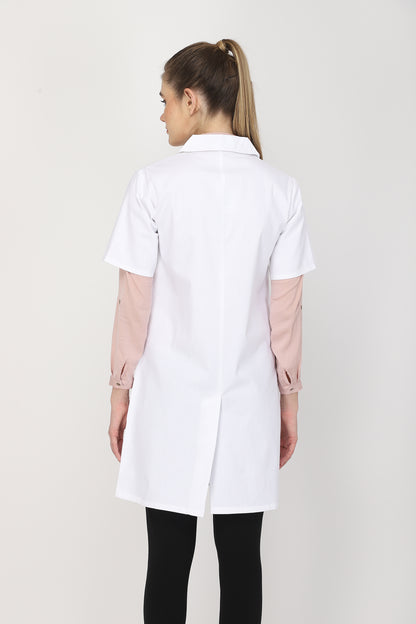 Women's Lab Coat Apron (Zipper Closure) Half Sleeve - Length 37"