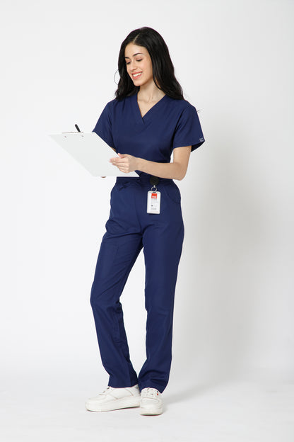Classic Women’s V-Neck Scrub Suit (Navy) LFP Fabric