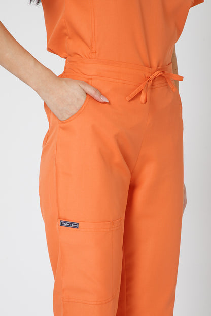 Classic Women’s V-Neck Scrub Suit (Orange) LFP Fabric