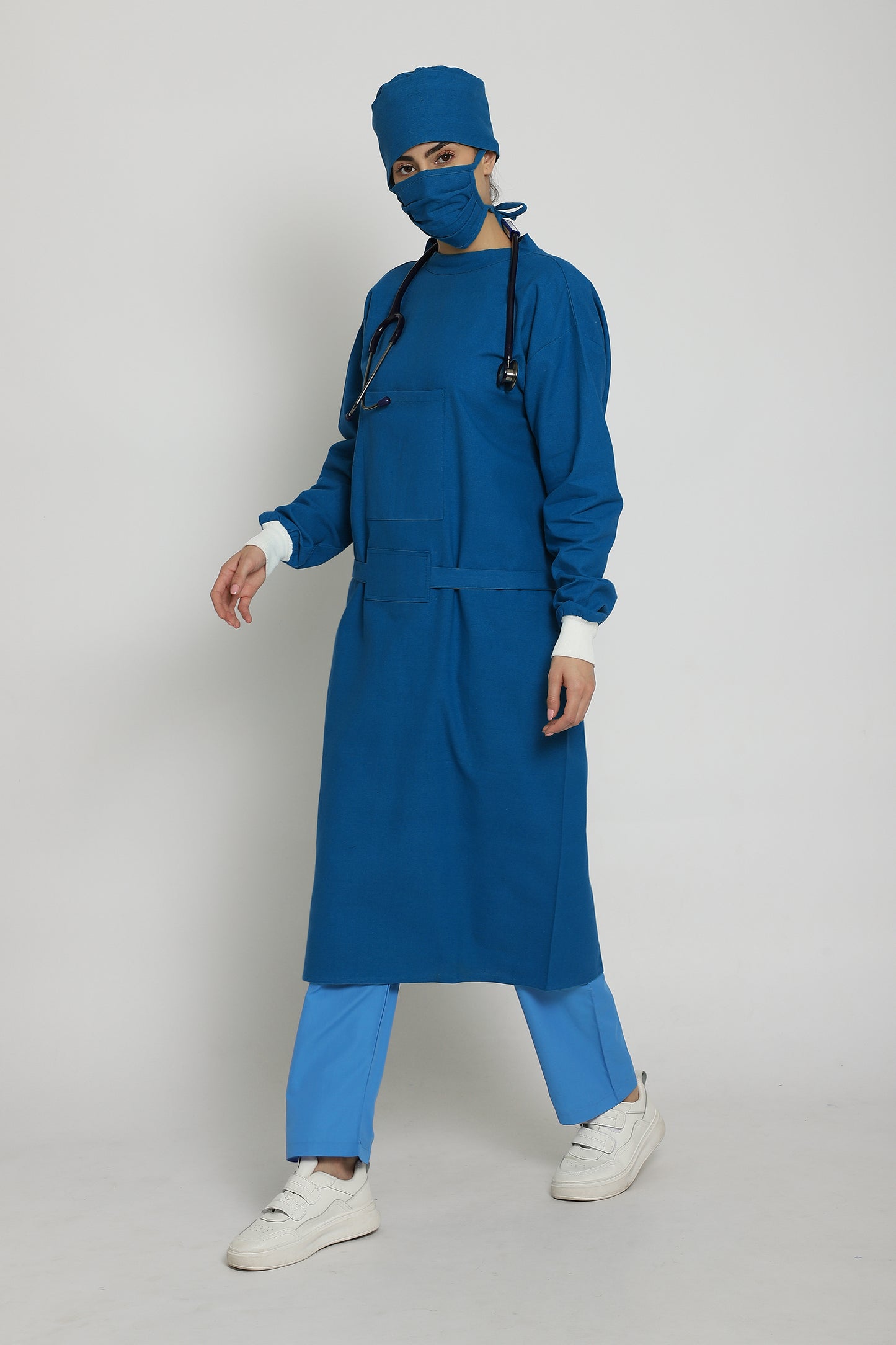 Premium Quality Women's Reusable Surgeon Gown Set (Blue)