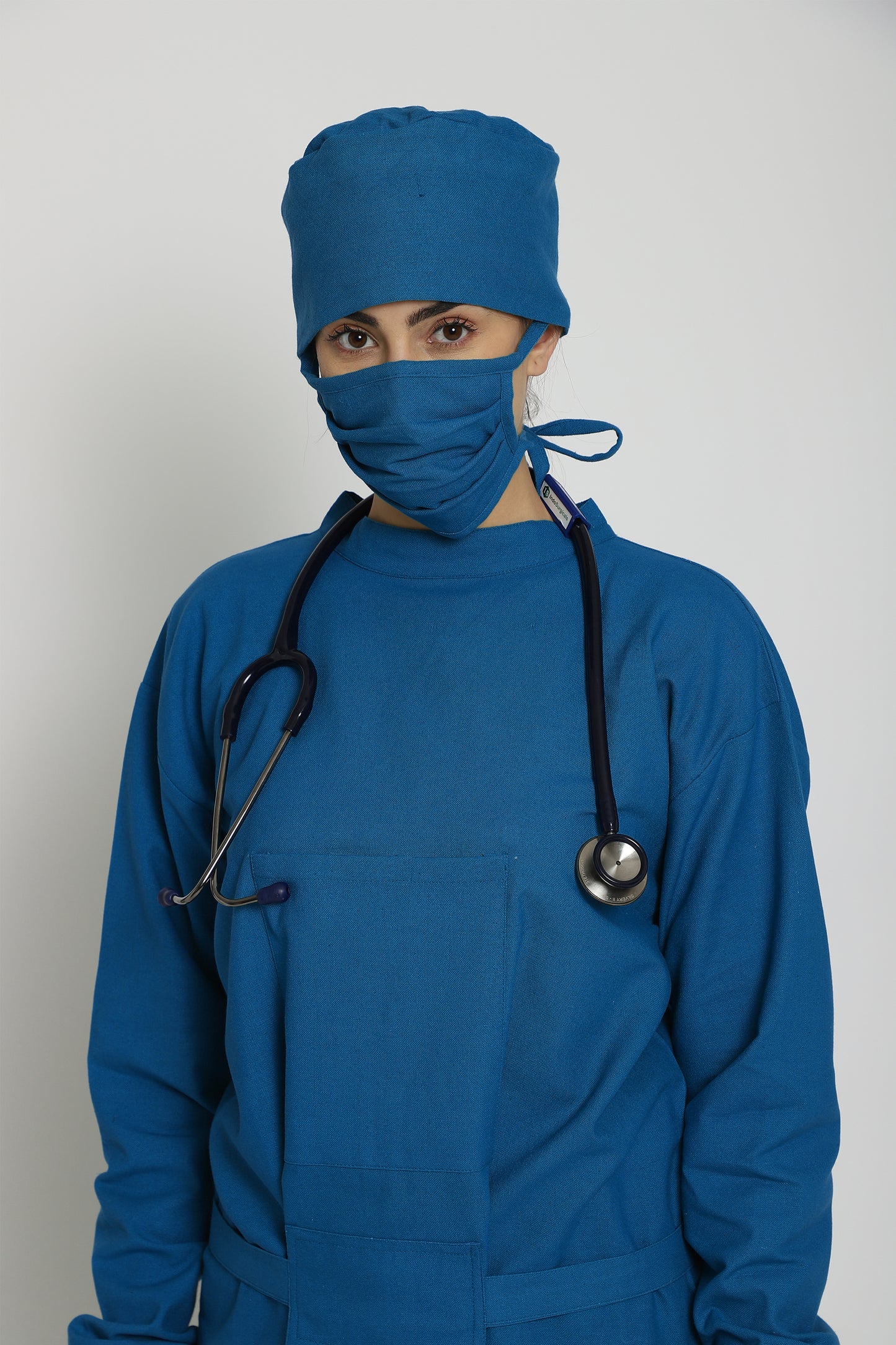 Premium Quality Women's Reusable Surgeon Gown Set (Blue)
