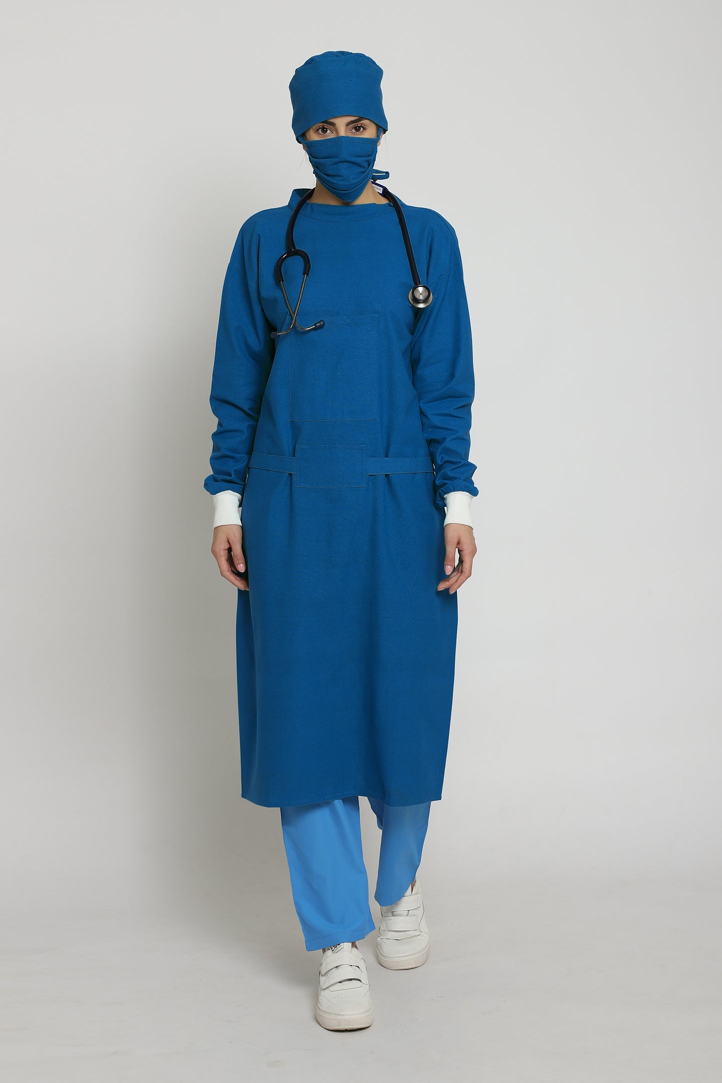Premium Quality Women's Reusable Surgeon Gown Set (Blue)