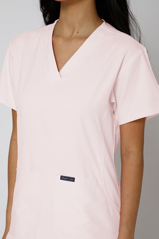 Classic Women’s V-Neck Scrub Suit (Baby Pink)