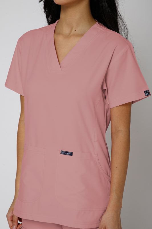 Classic Women’s V-Neck Scrub Suit (Dark Peach)